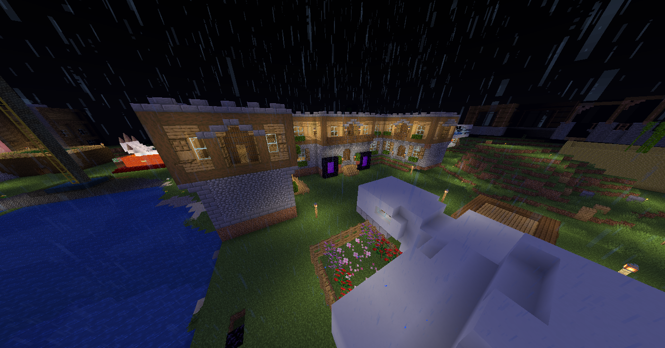 VoxelHub Courtyard Manor and Nether Gate Base in Survival World
